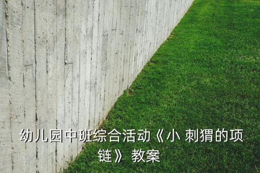  幼儿园中班综合活动《小 刺猬的项链》 教案