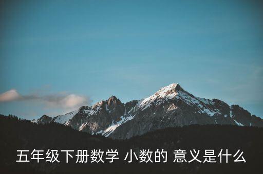 五年级下册数学 小数的 意义是什么