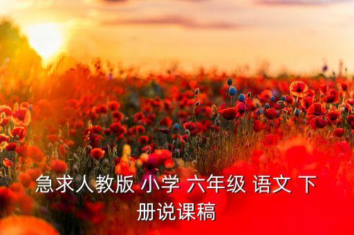 急求人教版 小学 六年级 语文 下册说课稿