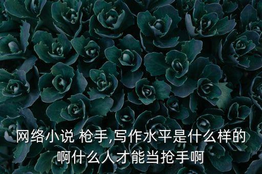 网络小说 枪手,写作水平是什么样的啊什么人才能当抢手啊