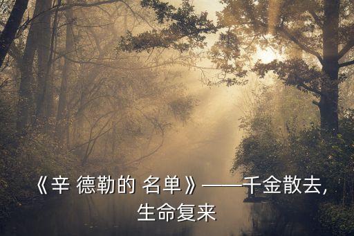 《辛 德勒的 名单》——千金散去,生命复来