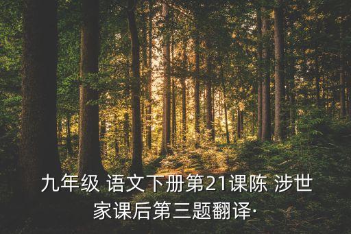  九年级 语文下册第21课陈 涉世家课后第三题翻译·