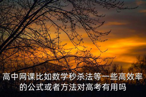 高中网课比如数学秒杀法等一些高效率的公式或者方法对高考有用吗