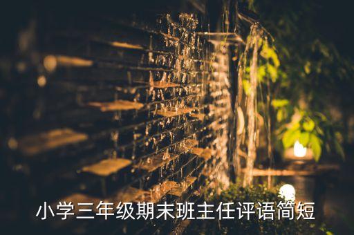 小学三年级期末班主任评语简短
