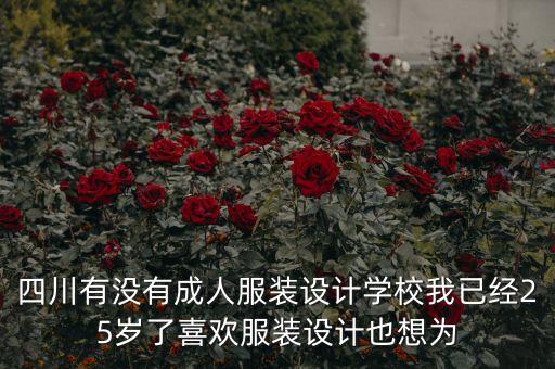 四川有没有成人服装设计学校我已经25岁了喜欢服装设计也想为