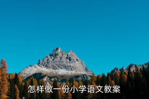 怎样做一份小学语文教案