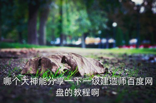 哪个大神能分享一下一级建造师百度网盘的教程啊