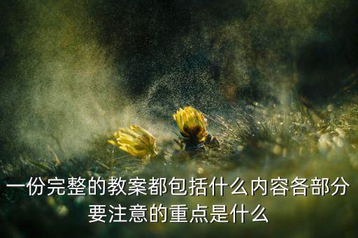一份完整的教案都包括什么内容各部分要注意的重点是什么
