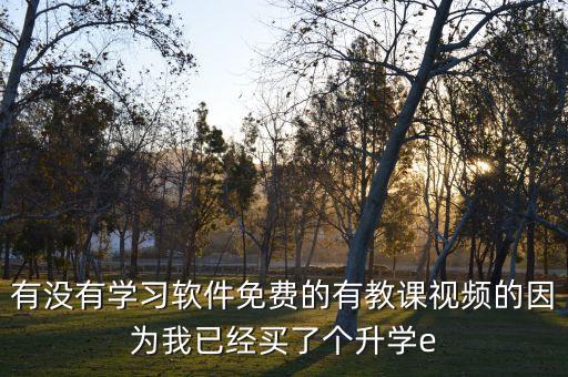 有没有学习软件免费的有教课视频的因为我已经买了个升学e