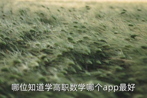 哪位知道学高职数学哪个app最好