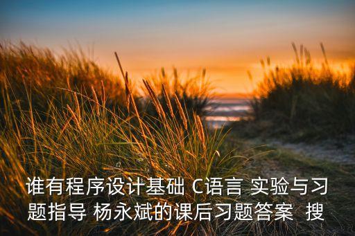 谁有程序设计基础 C语言 实验与习题指导 杨永斌的课后习题答案  搜