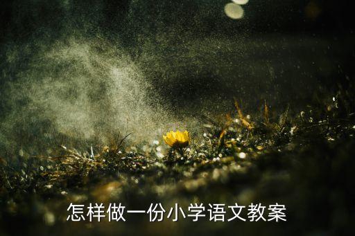 怎样做一份小学语文教案
