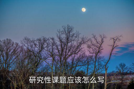 研究性课题应该怎么写