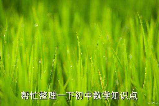 帮忙整理一下初中数学知识点