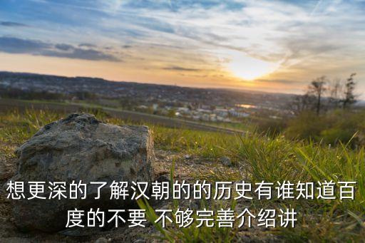 想更深的了解汉朝的的历史有谁知道百度的不要 不够完善介绍讲