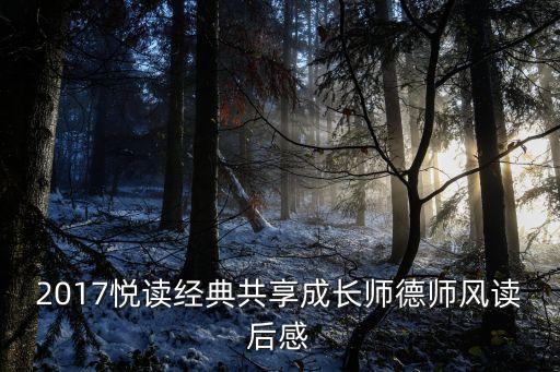 2017悦读经典共享成长师德师风读后感