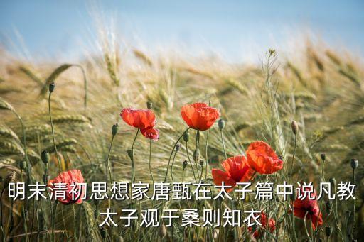 明末清初思想家唐甄在太子篇中说凡教太子观于桑则知衣