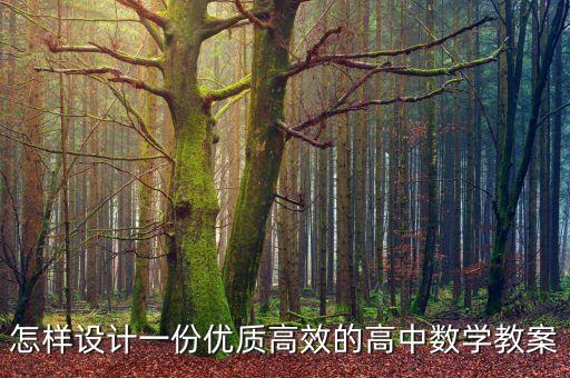 怎样设计一份优质高效的高中数学教案