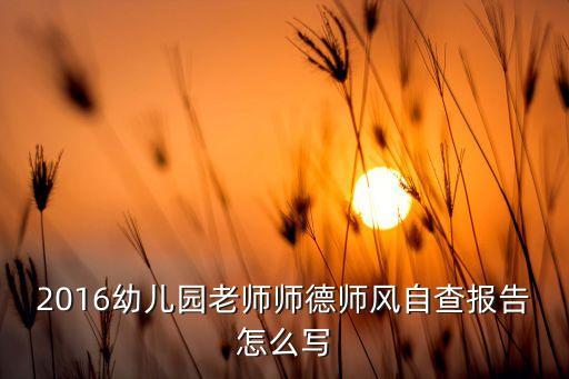 2016幼儿园老师师德师风自查报告怎么写