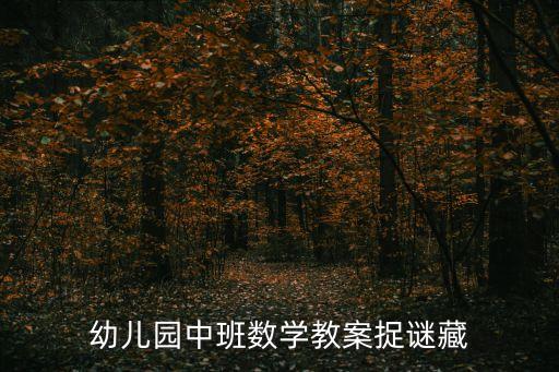 幼儿园中班数学教案100篇，幼儿园中班数学教案捉谜藏