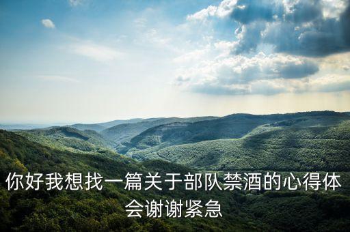 你好我想找一篇关于部队禁酒的心得体会谢谢紧急