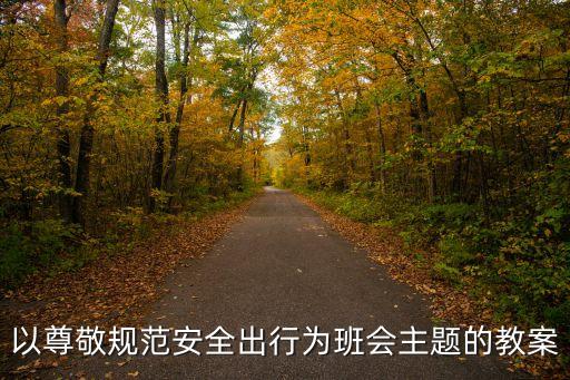 以尊敬规范安全出行为班会主题的教案