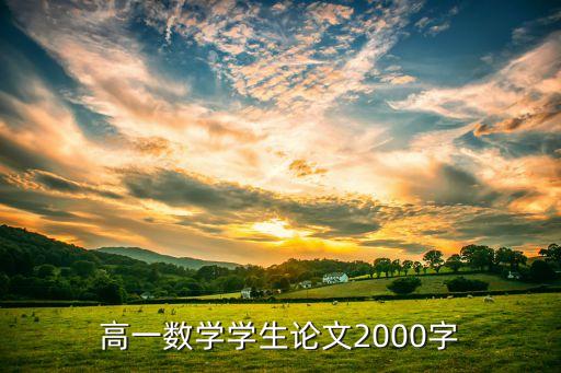 高一数学学生论文2000字