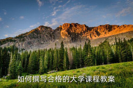 如何撰写合格的大学课程教案