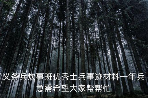 义务兵炊事班优秀士兵事迹材料一年兵急需希望大家帮帮忙