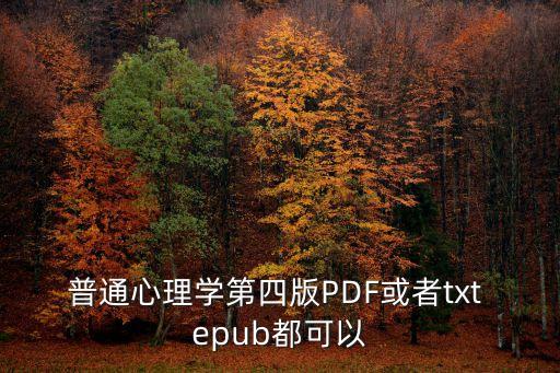 普通心理学第四版PDF或者txt epub都可以