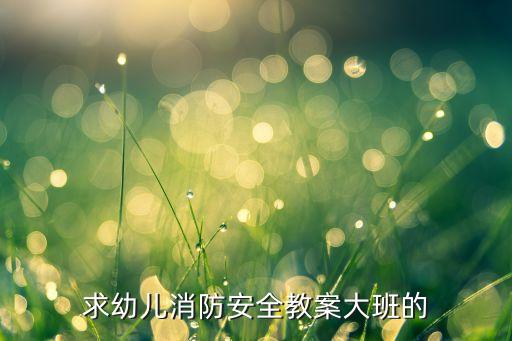 求幼儿消防安全教案大班的