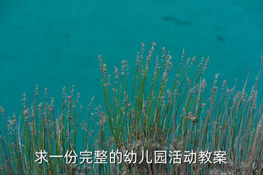 求一份完整的幼儿园活动教案