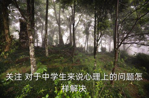 如何解决初中生的心理问题，关注 对于中学生来说心理上的问题怎样解决