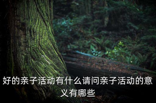 好的亲子活动有什么请问亲子活动的意义有哪些