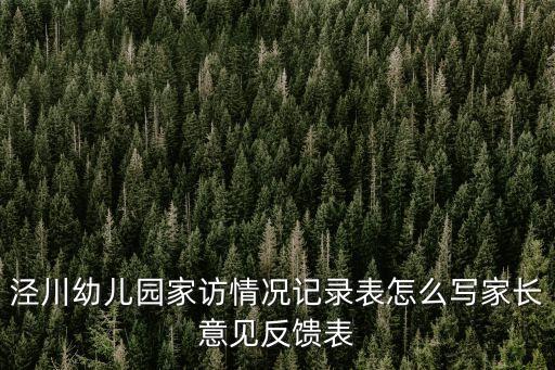 泾川幼儿园家访情况记录表怎么写家长意见反馈表