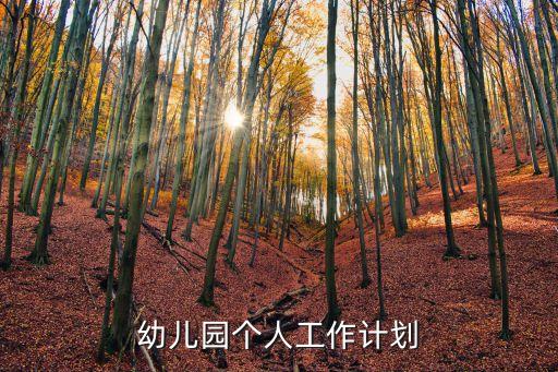 幼儿园个人工作计划