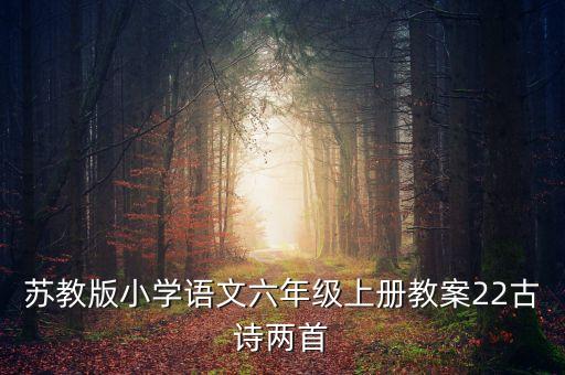 苏教版小学语文六年级上册教案22古诗两首